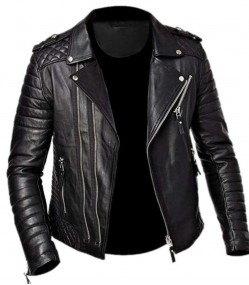 SINGER LIAM PAYNE QUILTED BLACK LEATHER BIKER JACKET